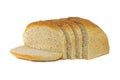 Isolate of white loaf of bread with sliced Ã¢â¬â¹Ã¢â¬â¹pieces on a white background, Royalty Free Stock Photo